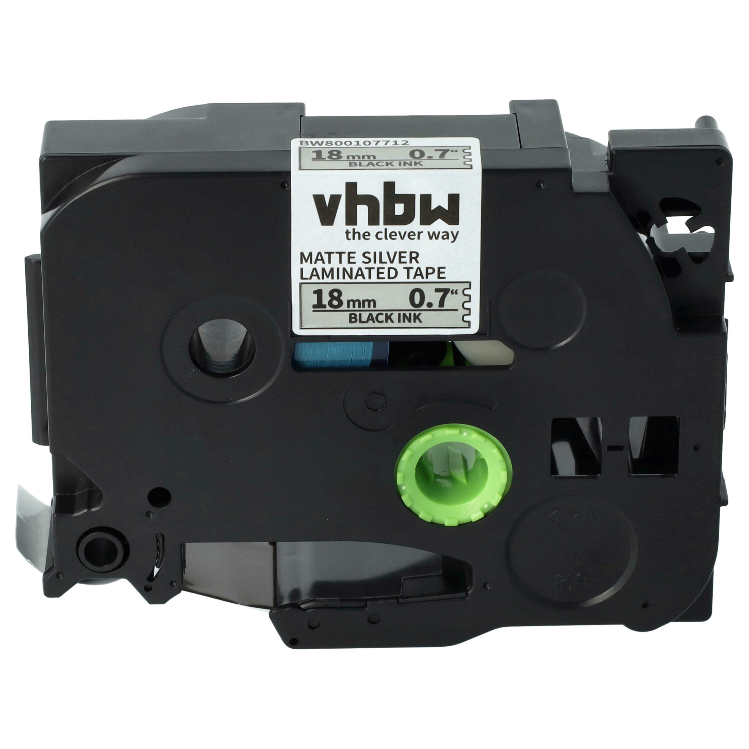 Fita de Etiquetas vhbw para Brother TZE-M94, TZ-M941 - 18 mm Preto em Prata Mate