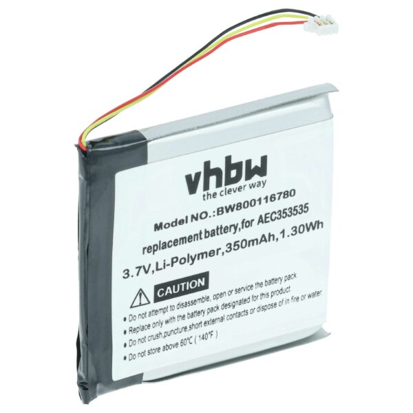 Bateria para Auscultadores Sem Fios vhbw substitui Beats AEC353535 - 350 mAh 3.7 V