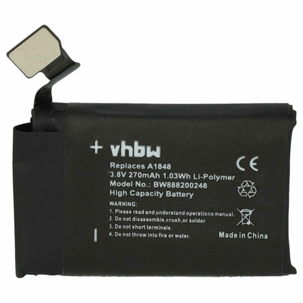 Bateria vhbw para Apple Smartwatch A1848 - 270 mAh 3.82 V Li-polímero + Ferramentas