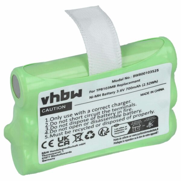 Bateria vhbw para Monitorização de Bebés TopCom TPB103MB - 700 mAh 3.6 V NiMH