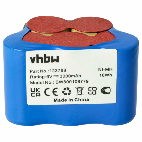 Bateria de Substituição para Ciclomotor vhbw 93230 5, VYRR, VYRR6, 123768 - 3 Ah 6 V NiMH