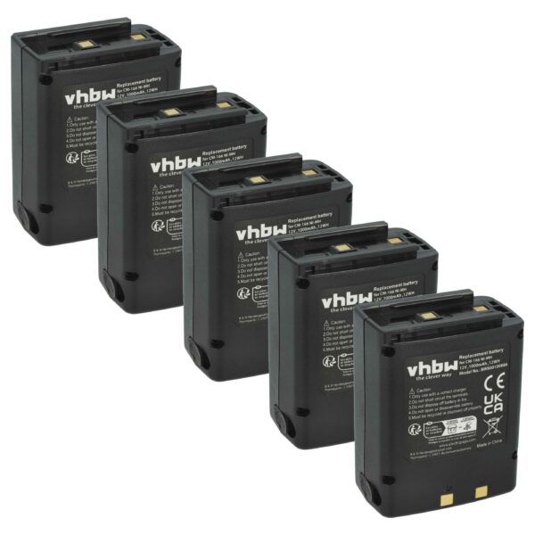 Pack de 5 Baterias vhbw para Rádio Icom BP-166, CM-166 - 1000 mAh 12 V NiMH