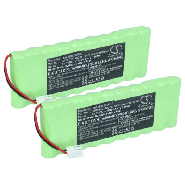 Bateria vhbw 12V 1800 mAh NiMH para Operadores de Portão Roto - Pack de 2 Unidades