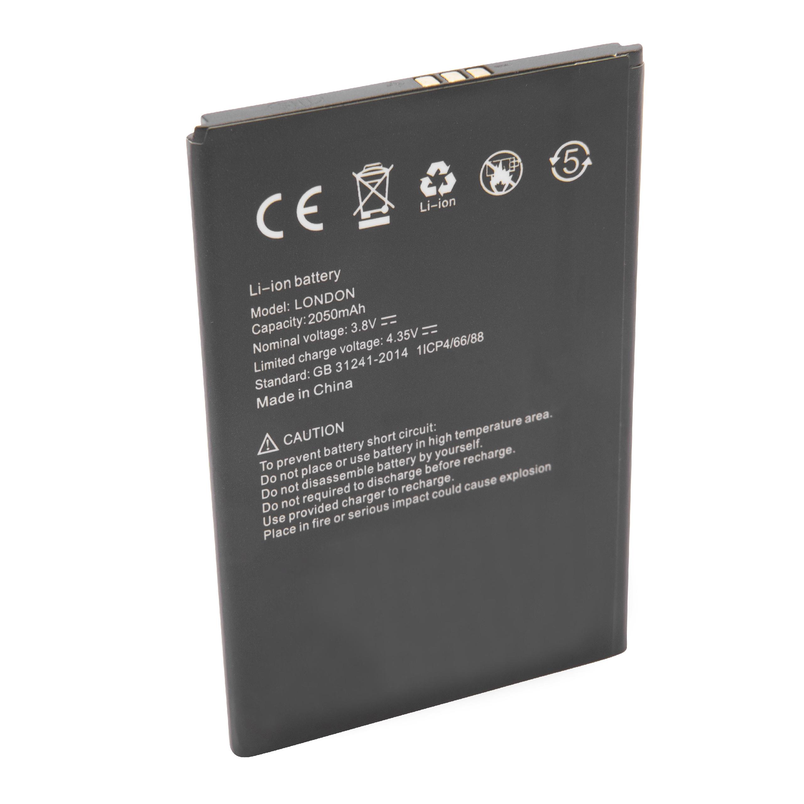 Bateria vhbw para UMIDIGI 1ICP4/66/88 - 2050 mAh 3.8 V Li-Ion