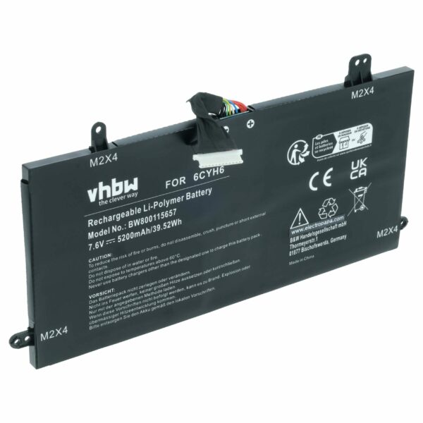 Bateria para Portátil Dell vhbw - Compatível com 51KD7, X16TW, J0PGR, 1WND8, FTH6F - 5200 mAh 7.6V Li-polymer