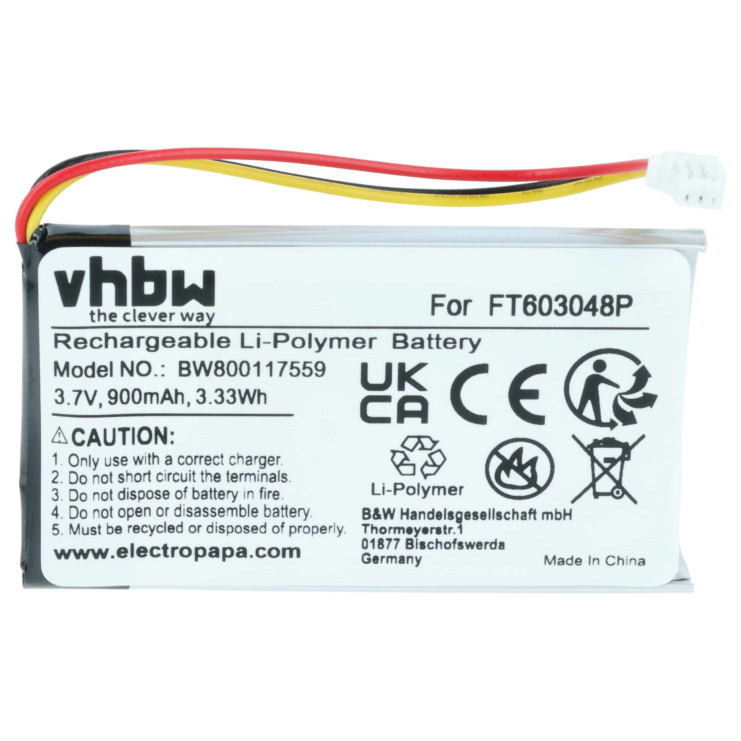 Bateria de Substituição para Auscultadores Wireless Turtle Beach - vhbw 900 mAh 3.7 V Li-Ion - Image 3