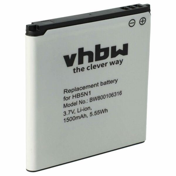 Bateria vhbw para Huawei compatível com BCC1023, HB5N1H, HB5N1 - 1500 mAh 3.7 V Li-Ion