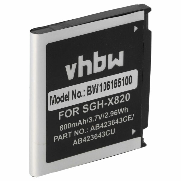 Bateria vhbw para Samsung AB423643CC, AB394235CE, AB394235CECSTD - 800 mAh 3.7 V Li-Ion