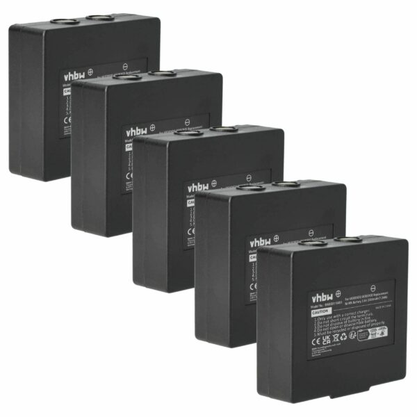 5x Bateria de Substituição vhbw para Comando Remoto Abitron KH68300990, EX2-22 - 2000 mAh