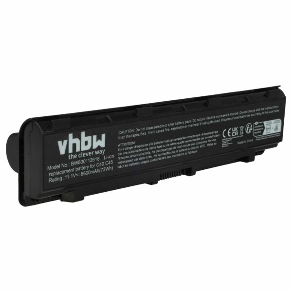 Bateria vhbw para Toshiba PA5109, PA5109U-1BRS, PA5108, PA5108U-1BRS - 6600 mAh 10.8 V Li-Ion
