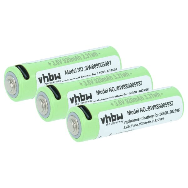 Bateria de Substituição vhbw para Lanterna Ledlenser 14500 - 0.92 Ah 3.6 V Li-Ion (Pack 3x)