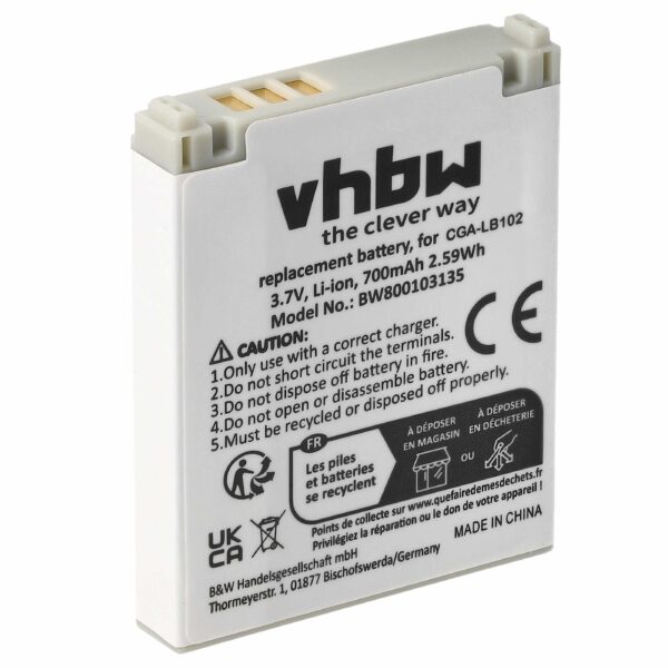 Bateria vhbw para Panasonic CGA-LB102 - Telefone DECT 700 mAh 3.7V Li-Ion