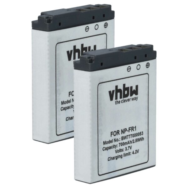 2x Bateria compatível Sony NP-FR1 - 700mAh, 3.6V, Li-Ion vhbw