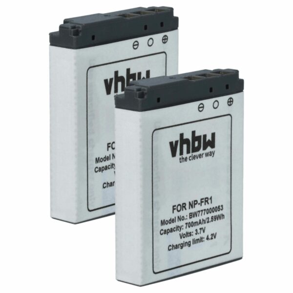 2x Bateria compatível Sony NP-FR1 - 700mAh, 3.6V, Li-Ion vhbw