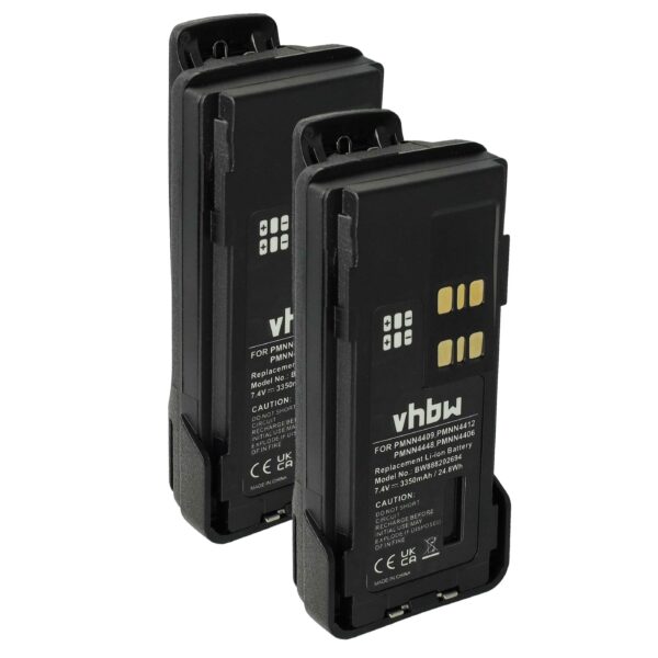2x Baterias vhbw para Rádio Motorola DP4400, DP4800, APX4000 - 3350 mAh 7.4 V Li-Ion + Mola de cinto
