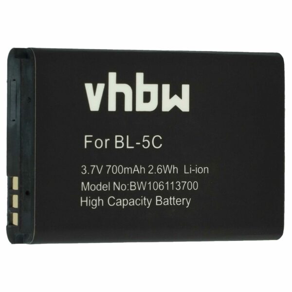Bateria para Telemóvel vhbw substitui Alcatel RTR001F01, 3BN67332AA, 10000058 - 700 mAh 3.7 V Li-Ion