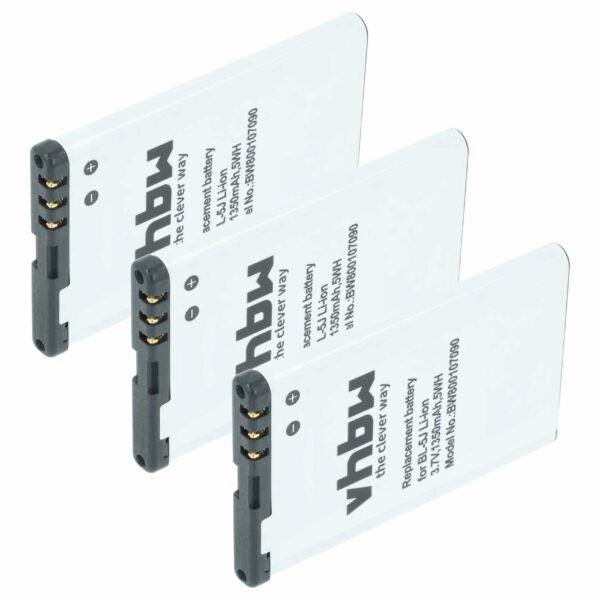 3x Bateria vhbw S30852-D2371-X1 para telefone Telekom/Siemens - 1300 mAh 3.7V Li-Ion