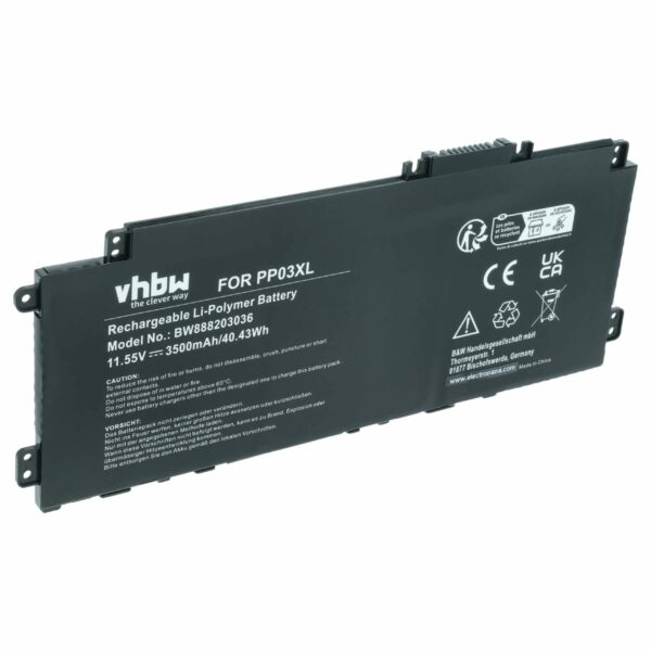 Bateria vhbw para HP - Substitui HSTNN-DB9X, L83388-421, HSTNN-OB1P, HSTNN-LB8S - 3500 mAh 11.55 V Li-polymer
