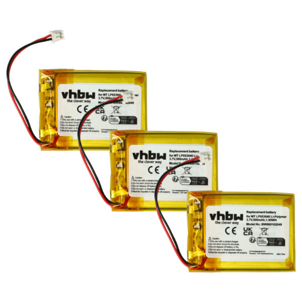 3x Bateria vhbw para telefone fixo iDect (CP75, MT LP053040) - 500 mAh 3.7 V Li-polímero