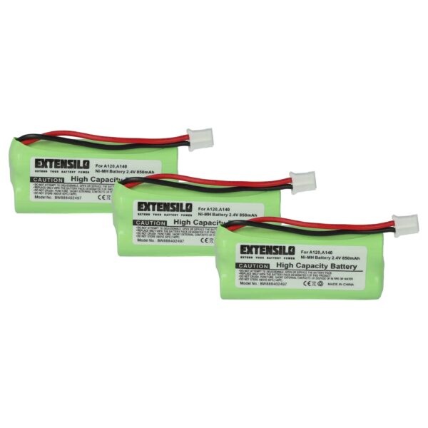 3x Bateria EXTENSILO para telefone fixo T-Com / Siemens / Universum - 850 mAh 2.4 V NiMH
