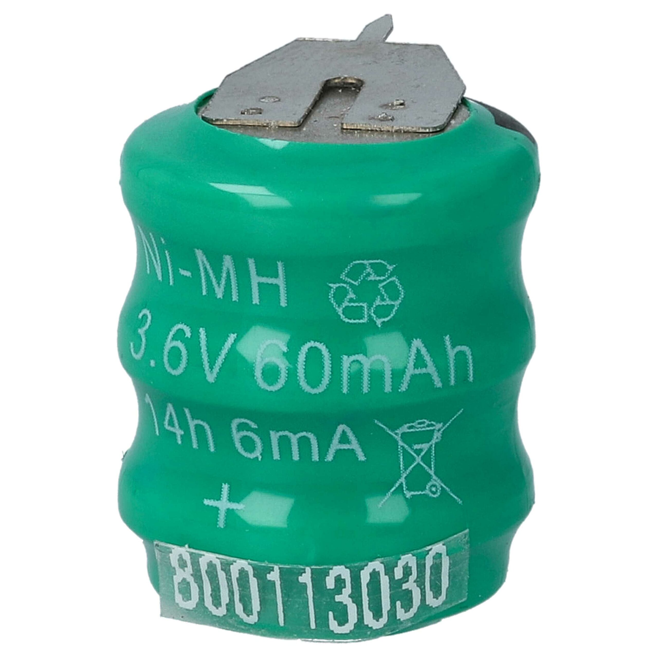 Bateria Recarregável vhbw 3/V80H 3 Pinos 80 mAh 3.6V NiMH para Modelos e Lâmpadas Solares (Pack 5) - Image 3