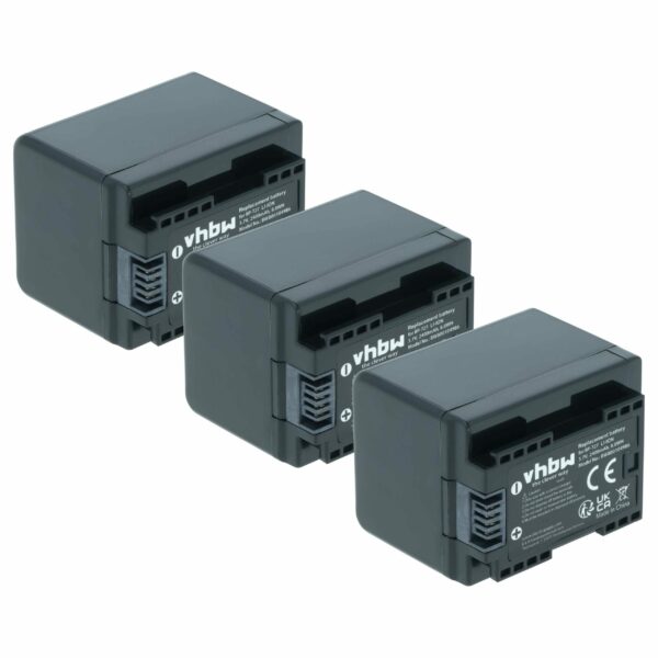 Bateria vhbw 3x para Câmaras Canon BP-727 - 2400 mAh 3.6 V Li-Ion