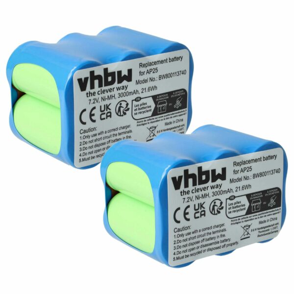 2x Bateria vhbw para Ferramentas Pellenc AP25 - 3000 mAh, 7.2 V, NiMH