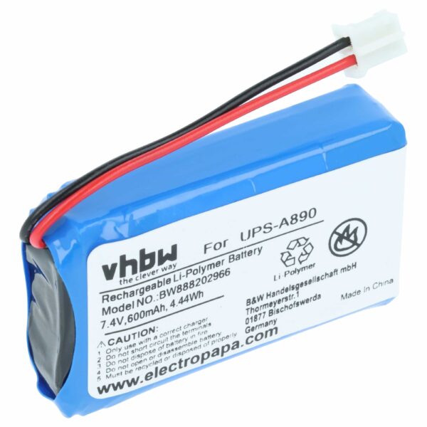 Bateria de Sistema de Alarme vhbw substitui Chuango UPS-A890 - 600 mAh 7.4 V Li-polímero