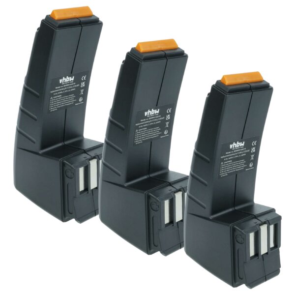 3x Bateria de Substituição vhbw para Festo Festool CCD9.6, CCD9.6FX, CCD9.6ES - 3300 mAh, 9.6 V, NiMH
