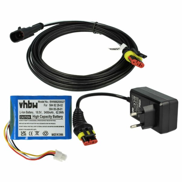 Bateria e Carregador vhbw para Cortadores de Relva Robôs Gardena, Husqvarna, McCulloch - 3400mAh 18.5V