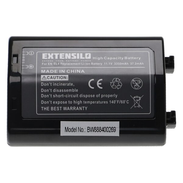 Bateria EXTENSILO para Nikon EN-EL4e, EN-EL4a, EN-EL4 - 3350mAh, 11.1V, Li-Ion