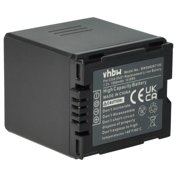Bateria vhbw para Câmara Hitachi DZ-BP07s, DZ-BP14s, DZ-BP21 - 1500 mAh 7.2 V Li-Ion