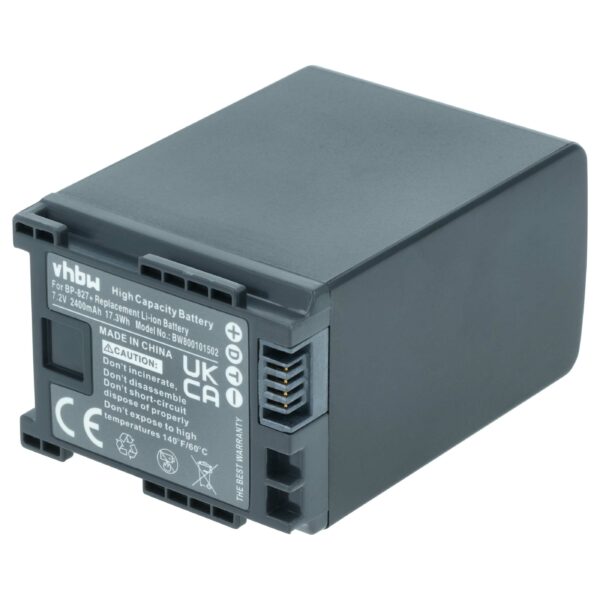 Bateria vhbw para Câmara de Vídeo Canon BP-828, BP-827 - 2400 mAh 7.2 V Li-Ion