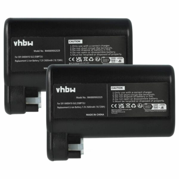 2x Bateria compatível AEG S91-0400410-SU2, OSBP72LI para Electrolux - 2600mAh, 7.2V, Li-Ion