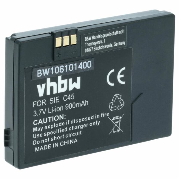 Bateria para Telemóvel Siemens V30145-K1310-X213 - 900 mAh 3.7 V Li-Ion vhbw