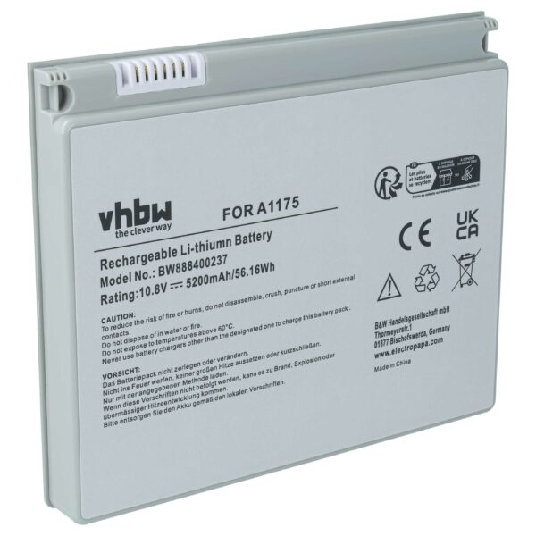 Bateria para Portátil vhbw Apple A1405, A1175, A1150 5200 mAh 10.8 V