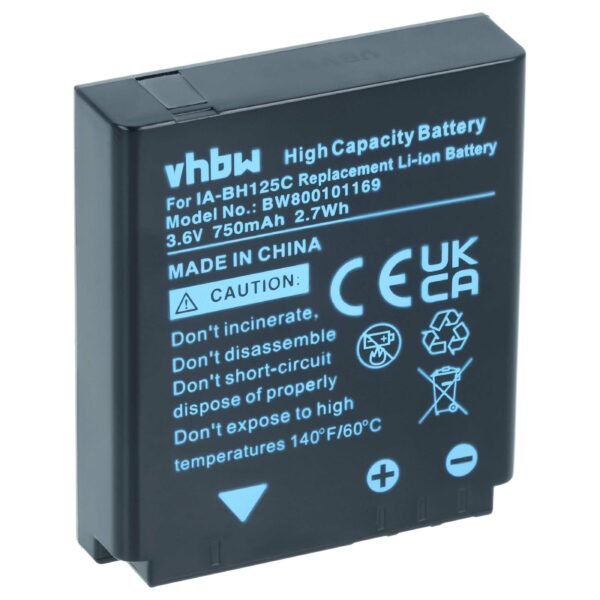 Bateria vhbw compatível com Pentax D-Li106 - 750mAh, 3.6V, Li-Ion