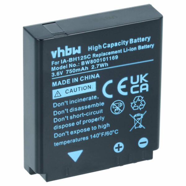 Bateria vhbw compatível com Pentax D-Li106 - 750mAh, 3.6V, Li-Ion