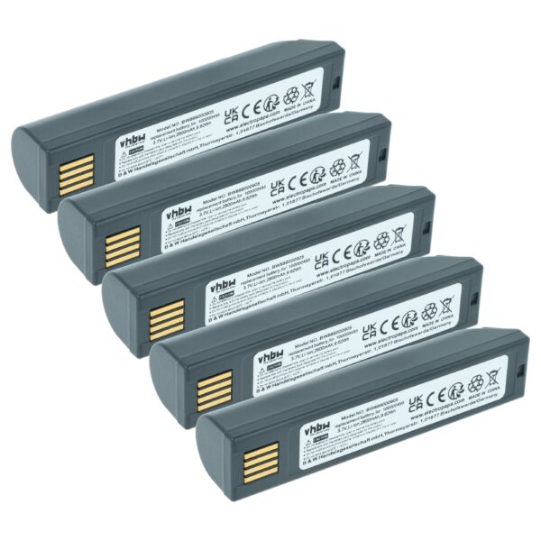 5x Bateria vhbw substitui Honeywell 100006732, 013283, 100000495 para Scanner Honeywell Barcode POS - 2600 mAh 3.7 V