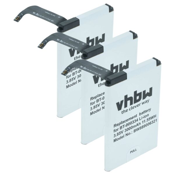 3x Bateria para Scanner Zebra 03MAY18, BT-000334, BT-000334-1 - 3000 mAh 3.85 V