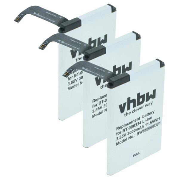 3x Bateria para Scanner Zebra 03MAY18, BT-000334, BT-000334-1 - 3000 mAh 3.85 V