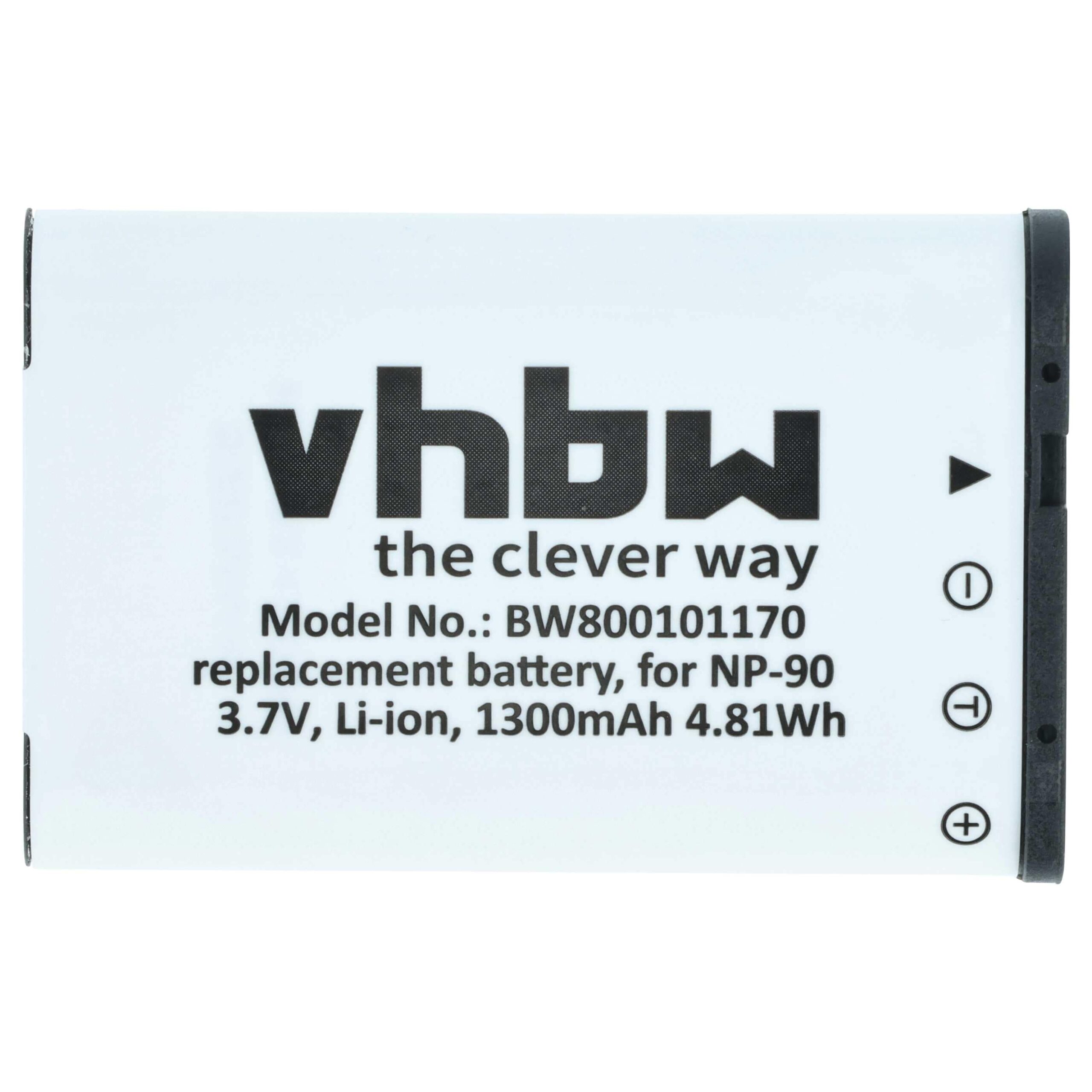 2x Bateria substitui Casio NP-90 - 1300mAh, 3.6V, Li-Ion vhbw - Image 3