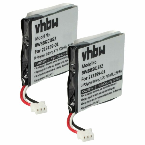 Bateria para Auricular Wireless Plantronics vhbw 2x 650 mAh 3.7 V Li-polymer