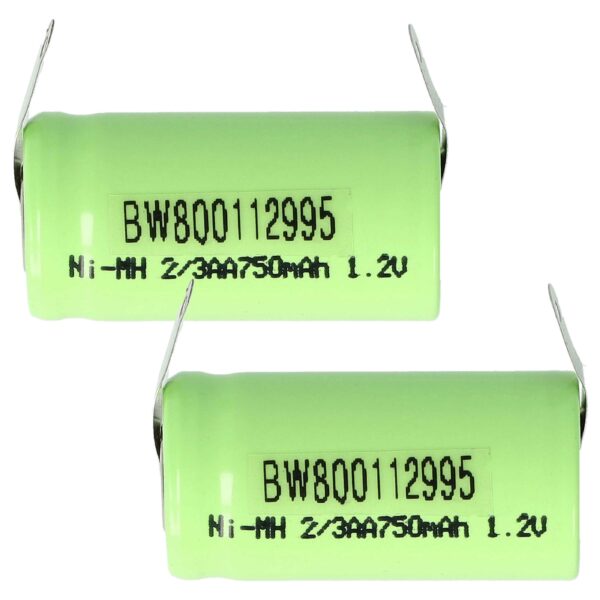 Bateria vhbw 2x 2/3AA NiMH 750 mAh 1.2V para Modelos e Veículos Telecomandados