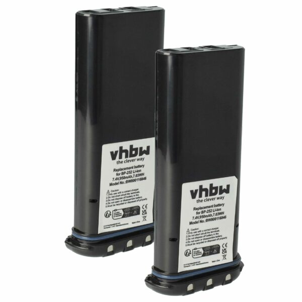 Bateria 2x vhbw para Icom BP-252 - 950 mAh 7.4 V Li-Ion