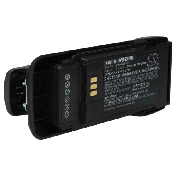 Bateria vhbw para Rádios Motorola PMNN4600A, PMNN4598A - 2600 mAh 7.4 V Li-Ion com Clipe de Cintura