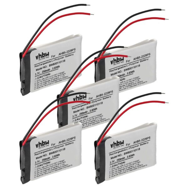 Bateria vhbw para auscultadores sem fios Jabra Pro 900, 920, 930 - 250 mAh 3.7 V Li-polímero (5 unidades)