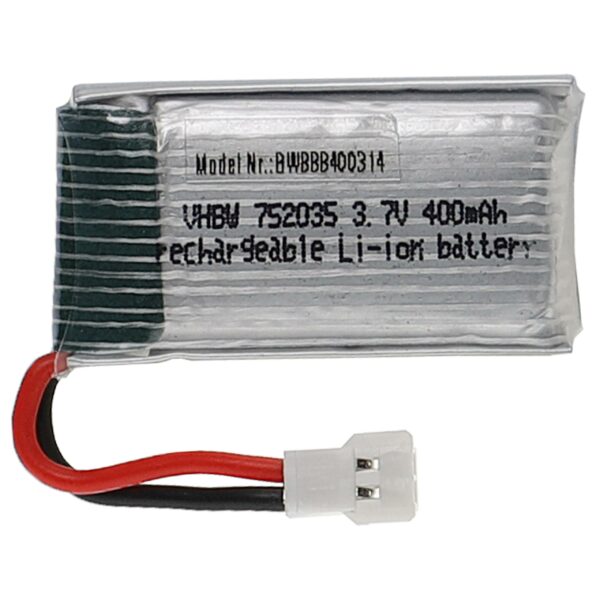 Bateria vhbw 400 mAh 3.7 V Li-polymer XH 2.54 2P para Veículos Telecomandados