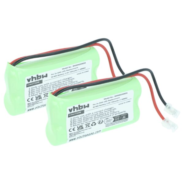 Bateria Recarregável vhbw 2x AAA NiMH 700 mAh 2.4 V