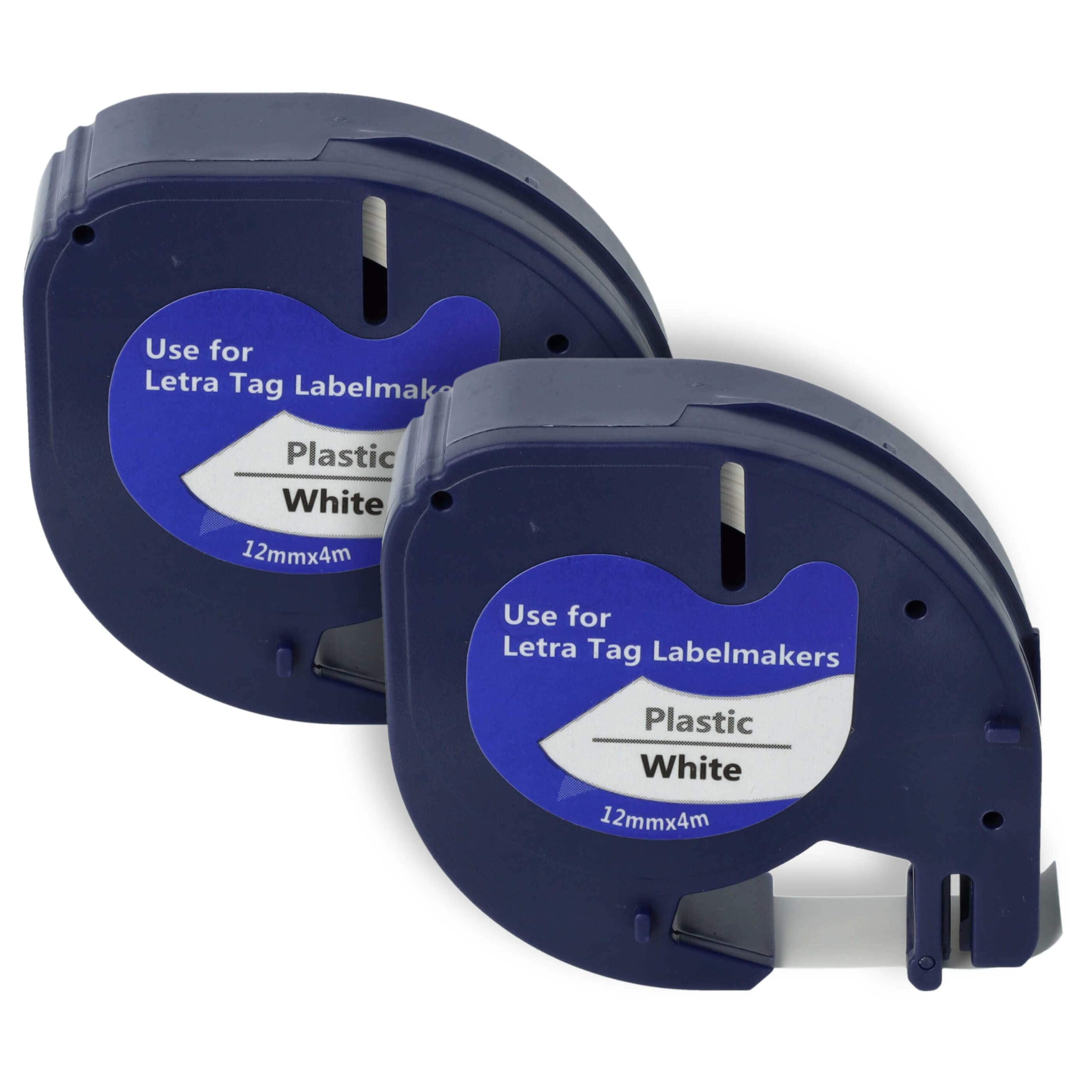 2x Fita de Etiquetas vhbw em Plástico para Dymo 91201, S0721610 - 12 mm Preto sobre Branco